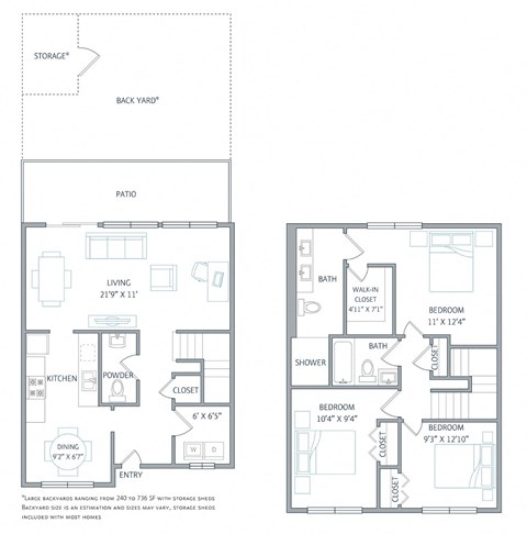 a floor plan of two different layouts of a house
